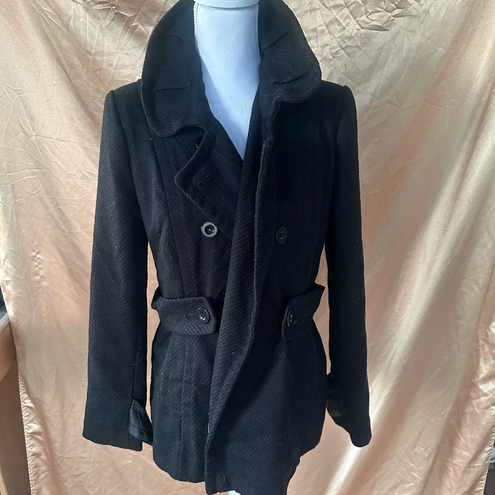 Women's Black Double-Breasted Coat